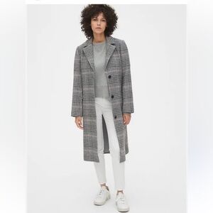 NWT Gap Plaid Longline Wool-Blend Coat Size L
